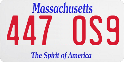 MA license plate 447OS9