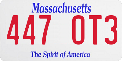MA license plate 447OT3