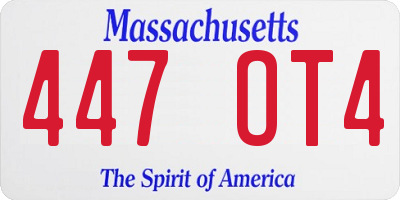 MA license plate 447OT4
