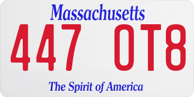 MA license plate 447OT8