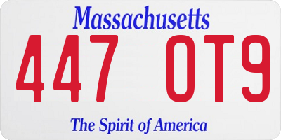 MA license plate 447OT9