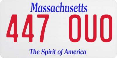 MA license plate 447OU0