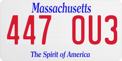 MA license plate 447OU3