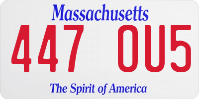 MA license plate 447OU5
