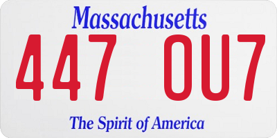 MA license plate 447OU7