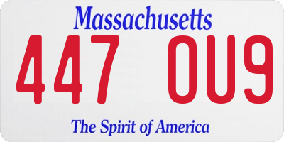 MA license plate 447OU9