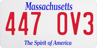 MA license plate 447OV3