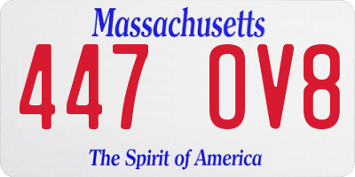 MA license plate 447OV8