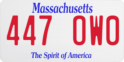 MA license plate 447OW0