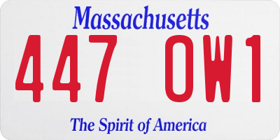 MA license plate 447OW1