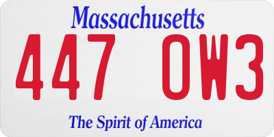 MA license plate 447OW3