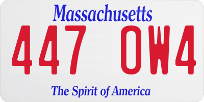MA license plate 447OW4