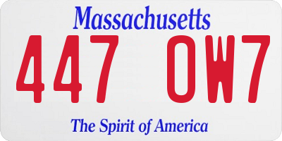 MA license plate 447OW7