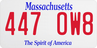 MA license plate 447OW8