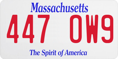 MA license plate 447OW9