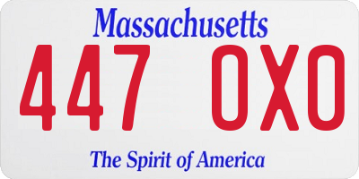 MA license plate 447OX0