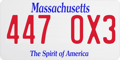 MA license plate 447OX3