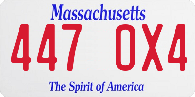 MA license plate 447OX4