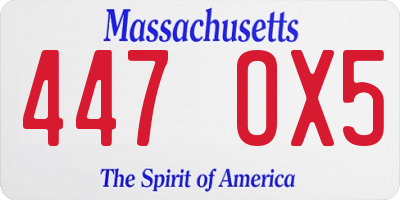 MA license plate 447OX5