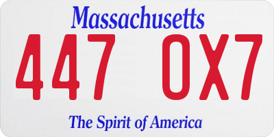 MA license plate 447OX7