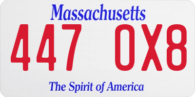 MA license plate 447OX8