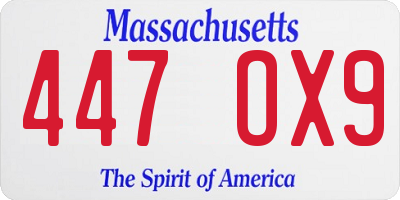 MA license plate 447OX9