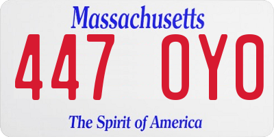 MA license plate 447OY0