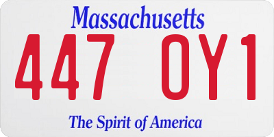 MA license plate 447OY1