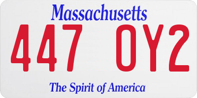 MA license plate 447OY2