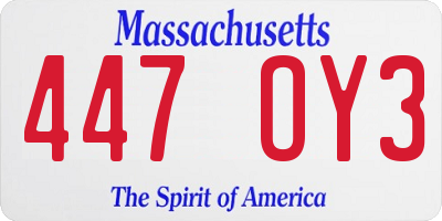 MA license plate 447OY3