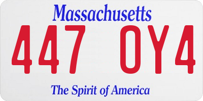 MA license plate 447OY4