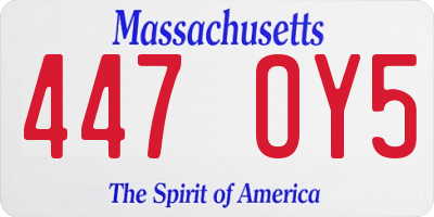 MA license plate 447OY5
