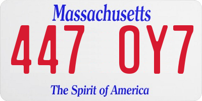 MA license plate 447OY7