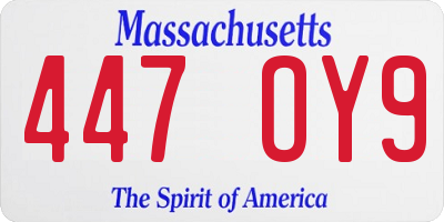 MA license plate 447OY9