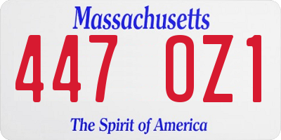 MA license plate 447OZ1