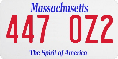 MA license plate 447OZ2