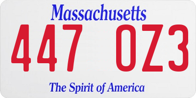 MA license plate 447OZ3