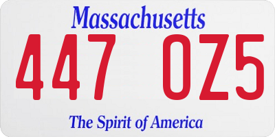 MA license plate 447OZ5