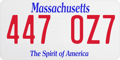 MA license plate 447OZ7