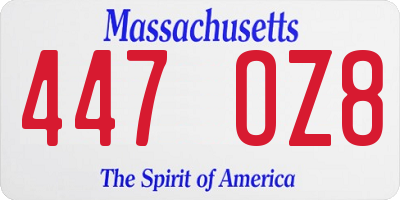 MA license plate 447OZ8