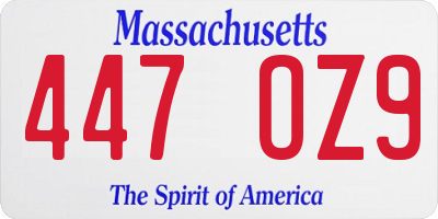 MA license plate 447OZ9