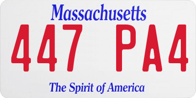 MA license plate 447PA4