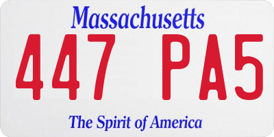 MA license plate 447PA5