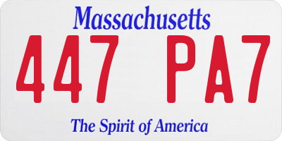 MA license plate 447PA7
