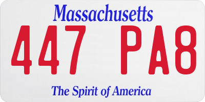 MA license plate 447PA8