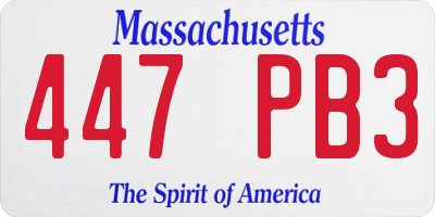 MA license plate 447PB3