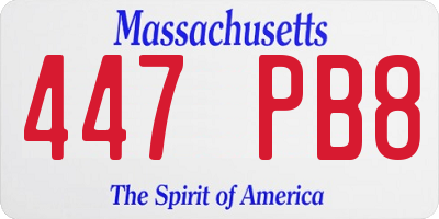 MA license plate 447PB8