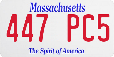 MA license plate 447PC5