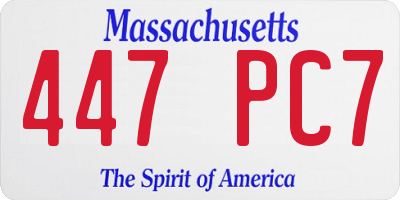 MA license plate 447PC7
