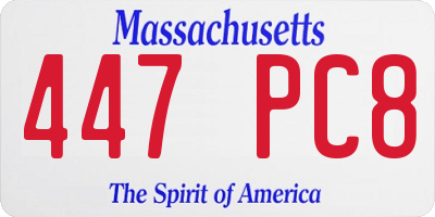 MA license plate 447PC8